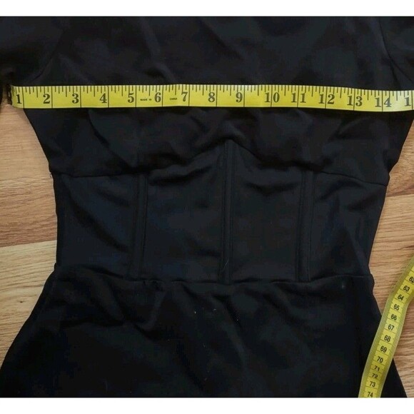 Zara Black Fitted Mesh Waist Long Sleeve Dress Size Small - Picture 8 of 8